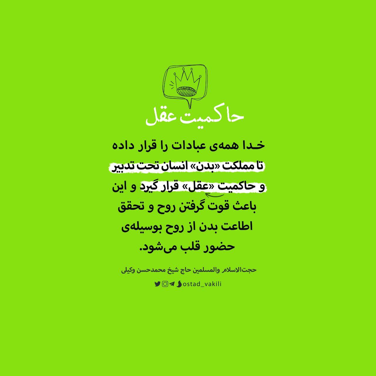 همه‌ عبادات برای مدیریت «عقل» بر بدن است